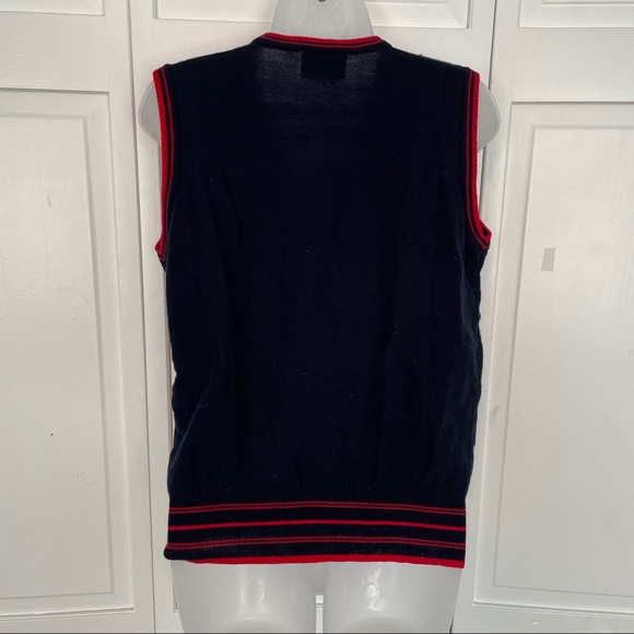 Vintage Navy Sweater Vest Knit Acrylic Retro Old Money - Picture 5 of 7